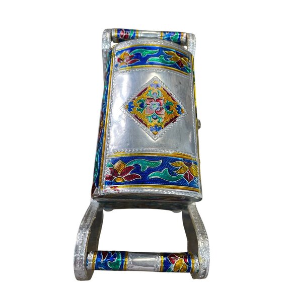 Vintage Indian Handcrafted Silver foil carriage trinket jewelry box SKU 9145 - Picture 5 of 11